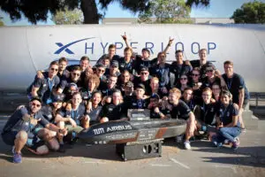 Picture of the winning team of the SpaceX Hyperloop Pod Competiton